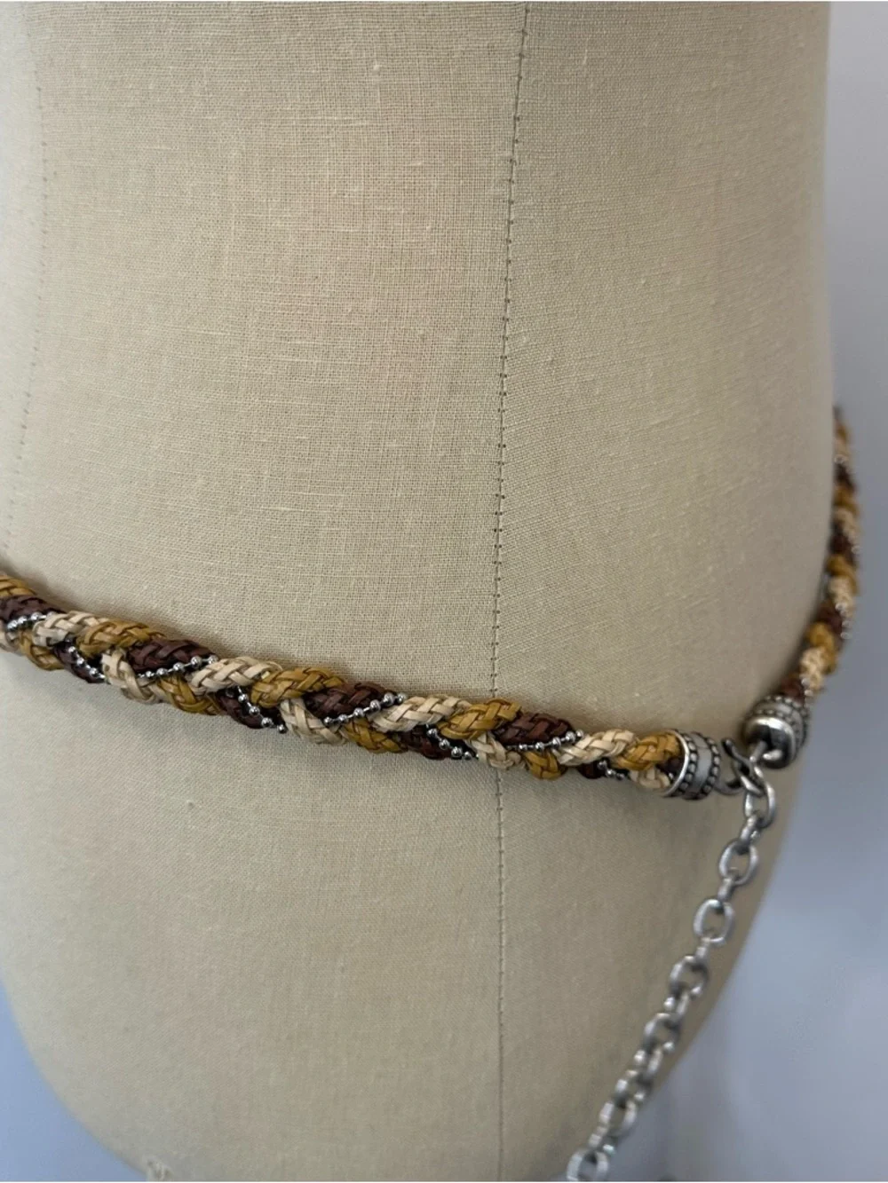 Braided Rope Chain Waist Belt in Brown and Gold - Picture 6 of 8